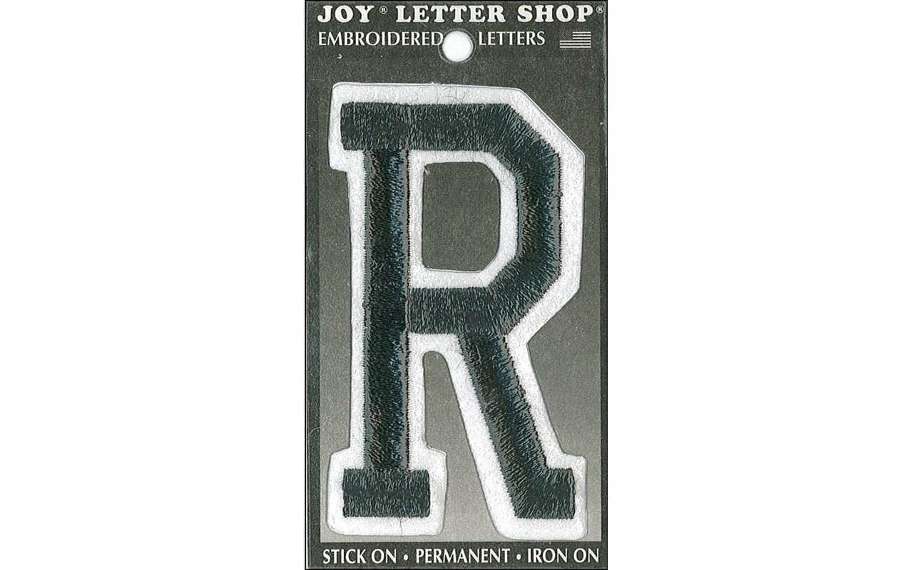 Joy Applique Letter Iron On Varsity 3&#x22; Black R